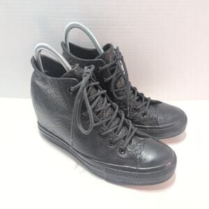 Chuck Taylor All Star Embossed Reptile Wedge Sneaker Women's Size 8 Black